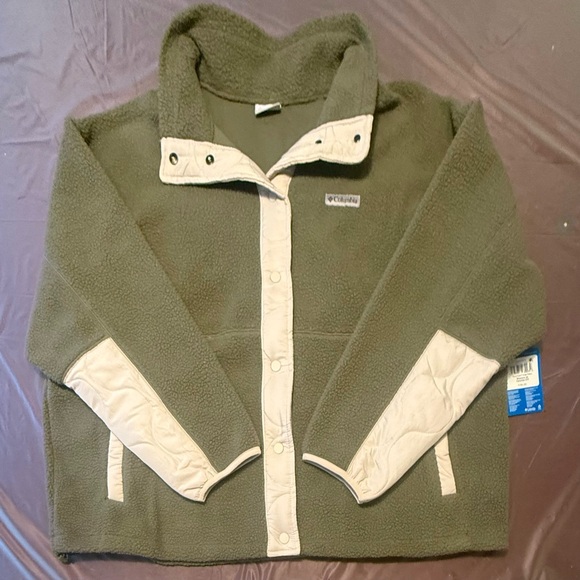 NWT Women's Columbia Cloud Point Snap Fleece Green/Cream Size 3X - Picture 4 of 10